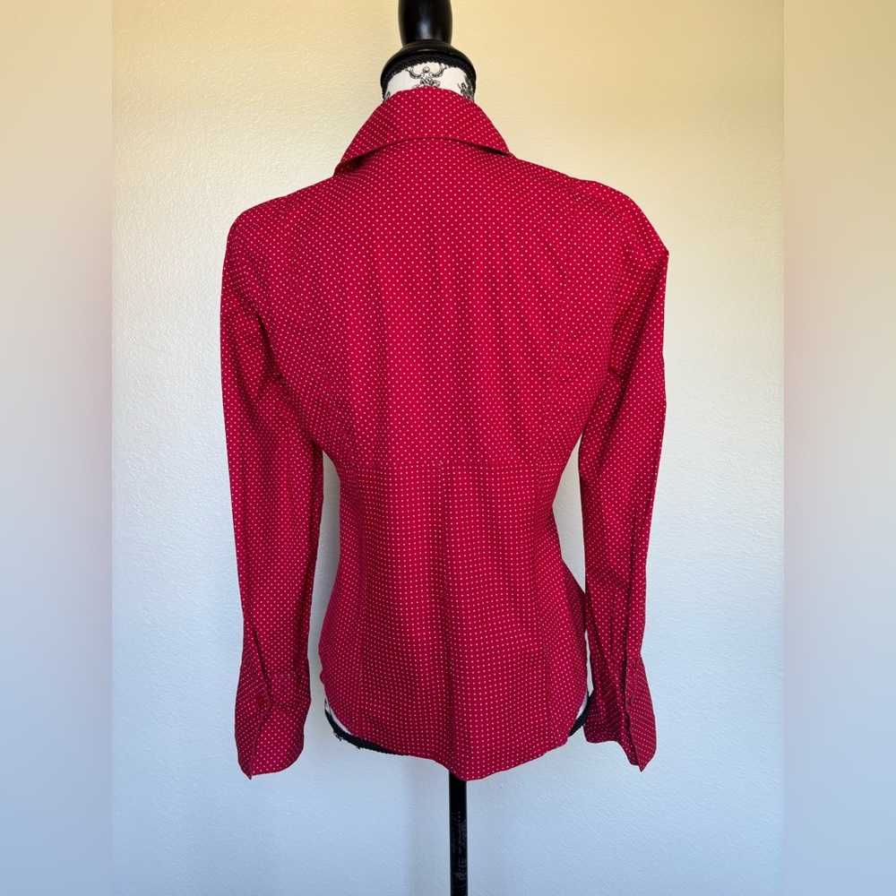 Cato Red Button Down Shirt with gray Dots - Picture 5 of 13